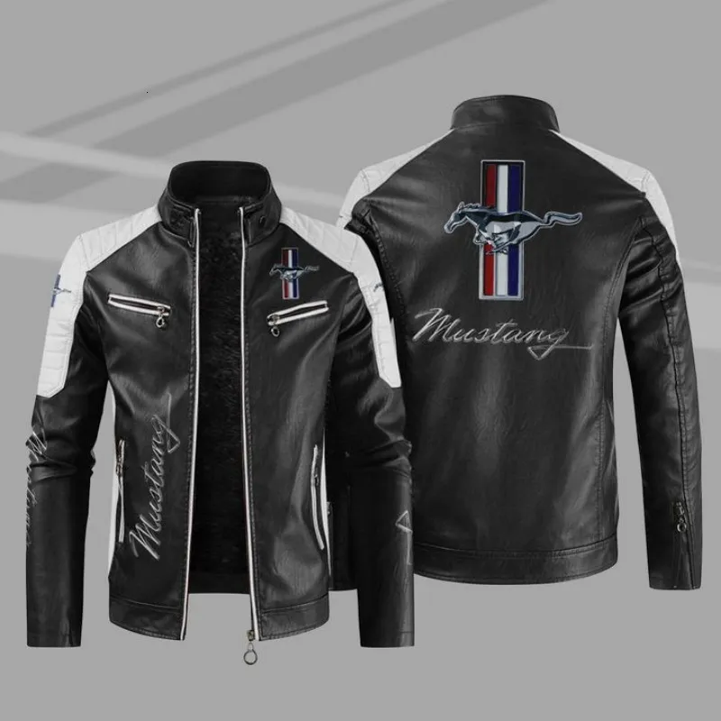 Vestes pour hommes 2023 hiver Mustang veste mode moto fermeture éclair vêtements d'extérieur garder au chaud en cuir homme manteau 4 couleurs 230810
