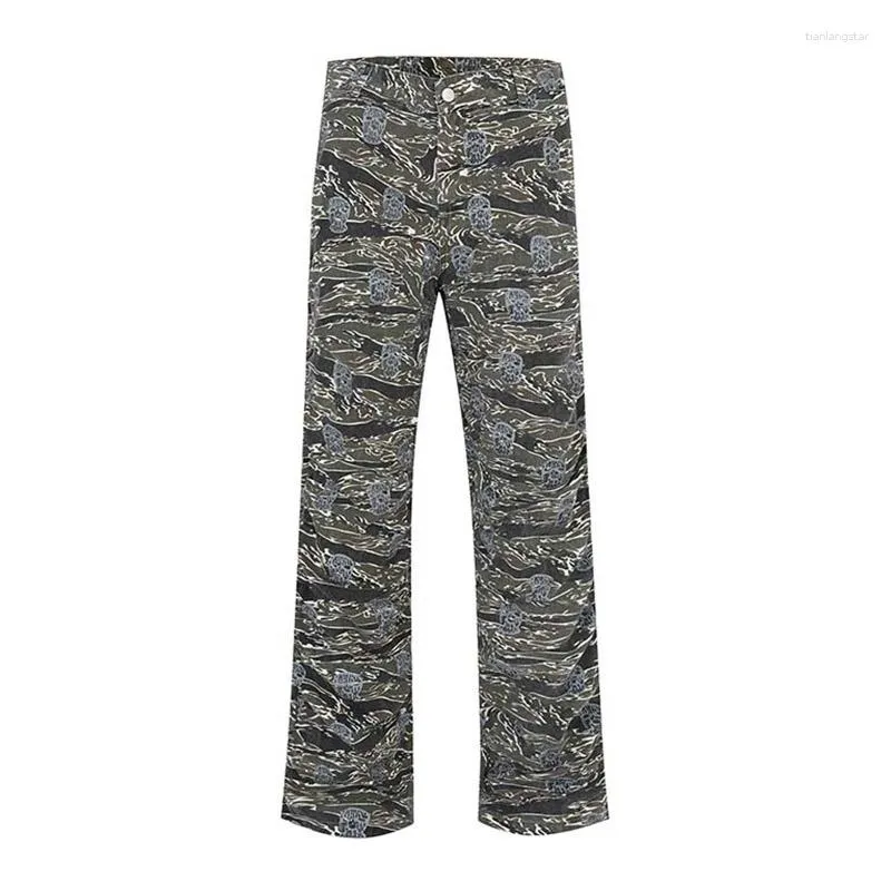 Men's Jeans Hi Street Camouflage Printed Casual Pants Cargo Straight Loose Denim Trousers For Male