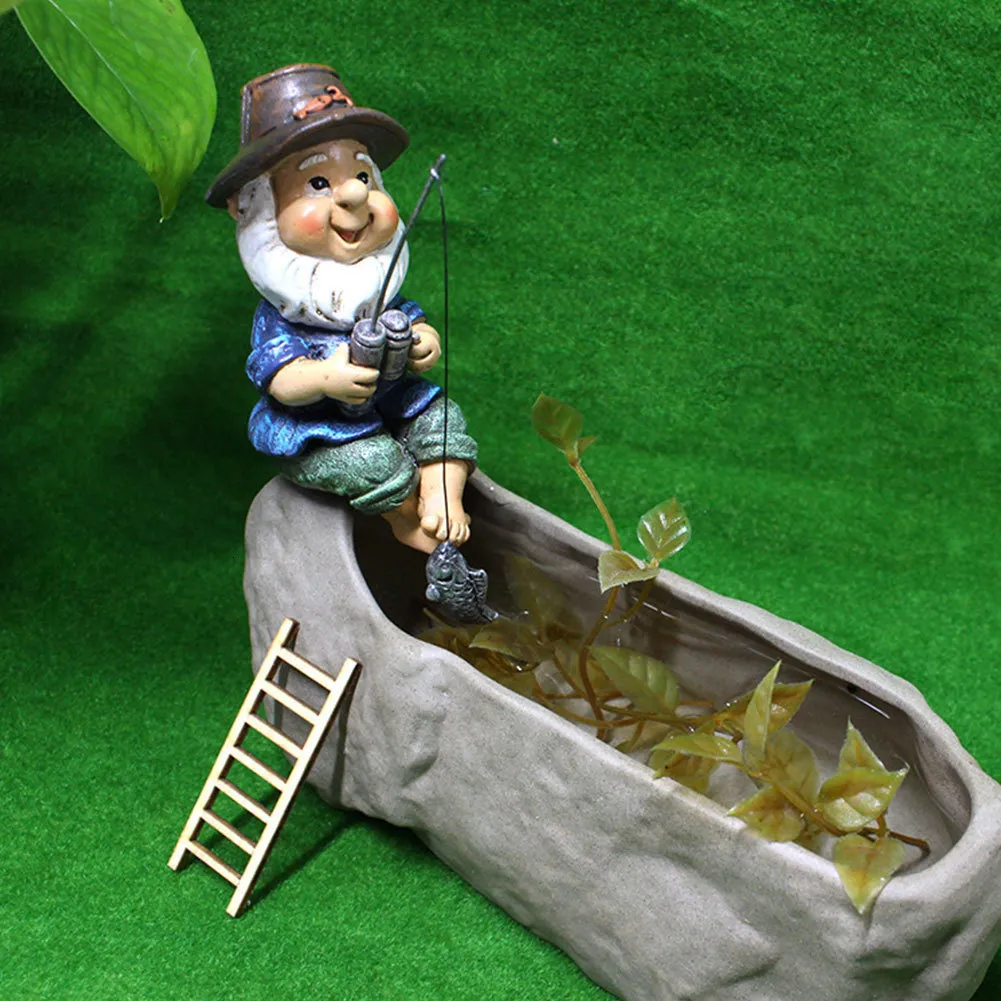 Outdoor Fishing Gnome Statue Outdoor Resin Figurine Decorative