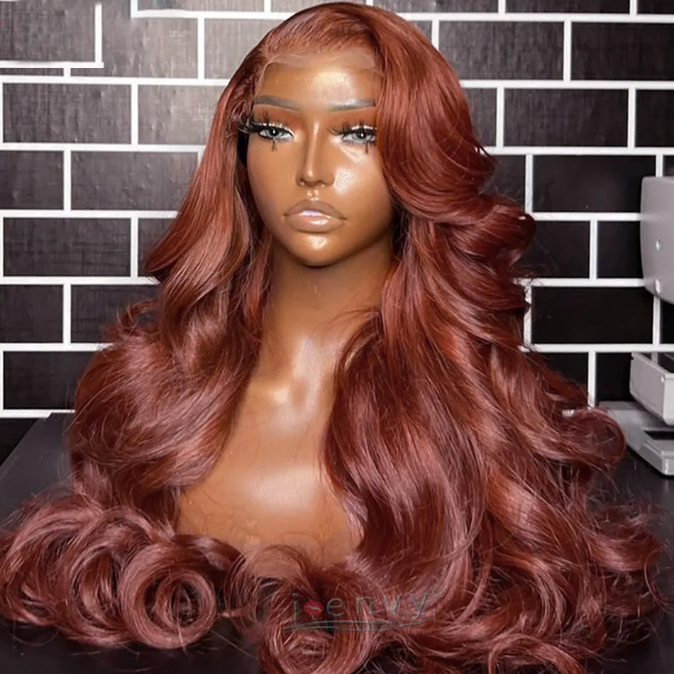 180%density Brown Lace Front Human Hair Wigs Body Wave 13x6 HD Lace Frontal Wig Dark Red Brown 13x4 Lace Frontal Wig on Sale 30 Inch