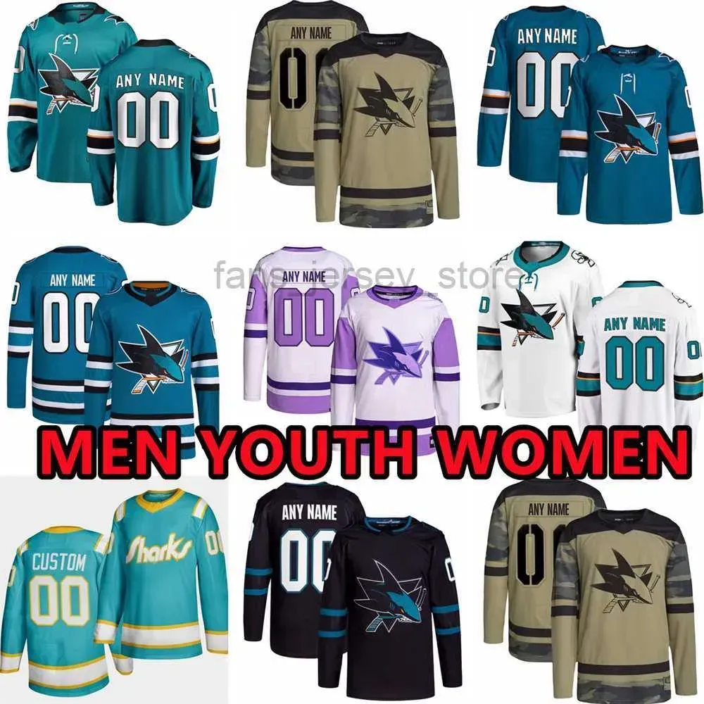 Jerseys de hockey personalizados San José'''Sharks''mens 42 Jonah Gadjovich 18 Andreas Johnsson 36 Kaapo Kahkonen 71 Nikolai Knyzhov 11 Luke Kunin 23 OS