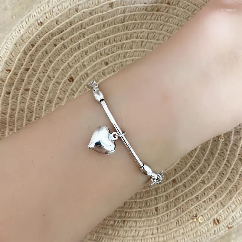 Charm armband silver färg kärlek hjärtarmband för kvinnor tjej gåva pärlor frans torg smycken 925 stämpel