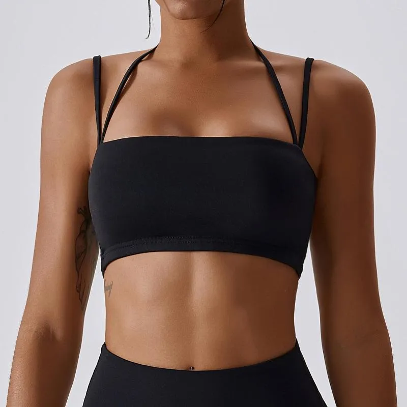 Tops de tenue de yoga pour femmes 2023 Gym Sport Bra Crop Top Push Up Vêtements sexy à l'extérieur Run Fitness Train Train Sportswear Woman Black