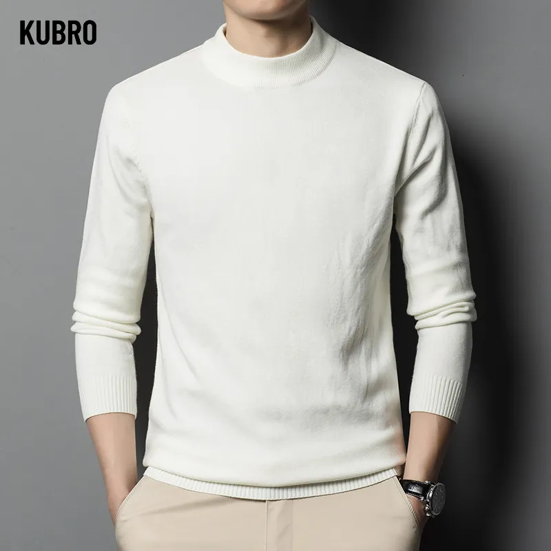 Herrenpullover KUBRO Herrenpullover Halfturtleneck Slim Fit Langarm Warm HighEnd Casual Knitting Base Shirt Herbst Winter Trend Mode 230810