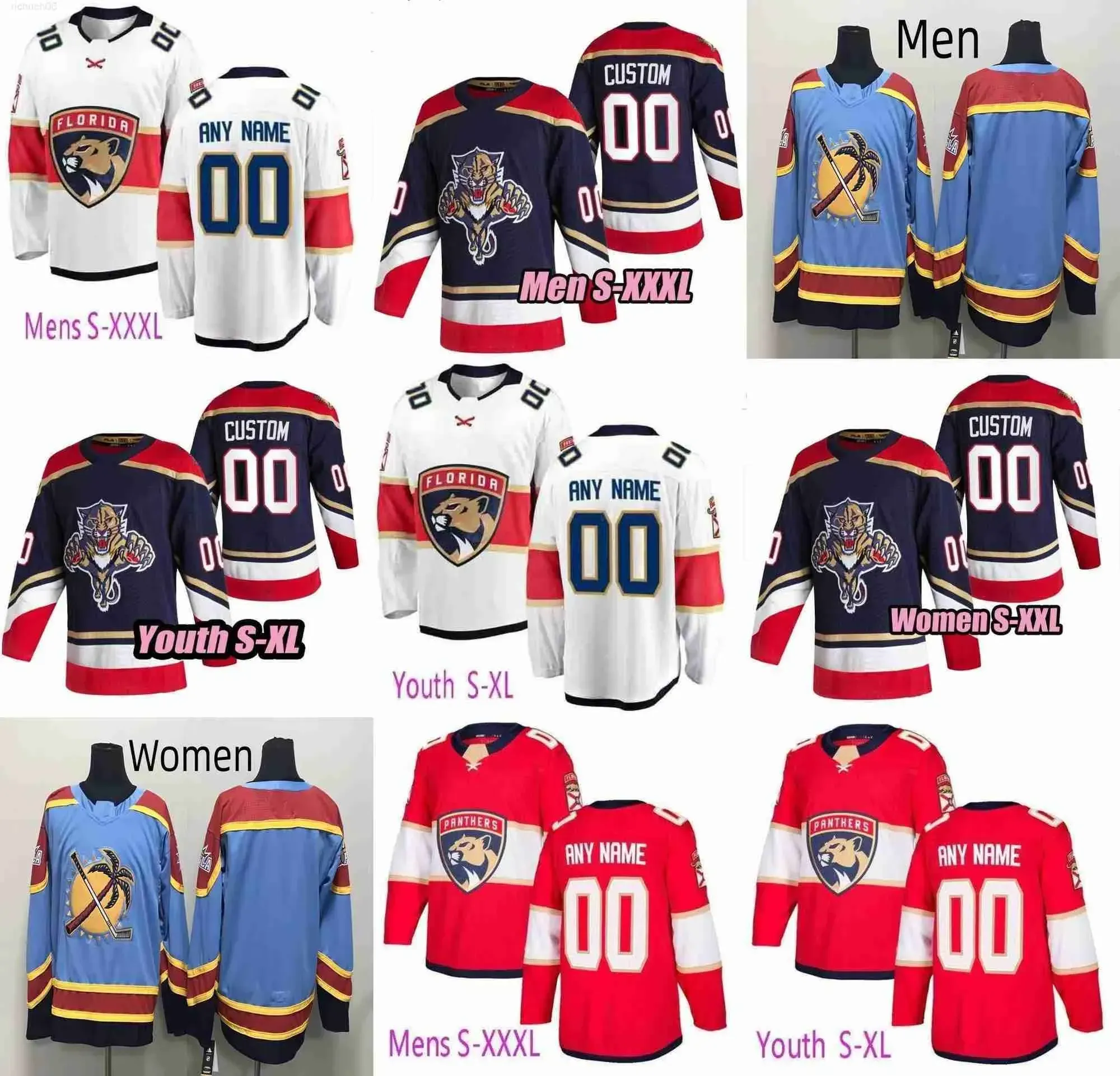 Florida'''panthers''hockey koszulki 19 Matthew Tkachuk 23 Carter Verhaeghe 16 Aleksander Barkov 62 Montour 13 Reinhart 9 Bennett 27 Eetu Luost