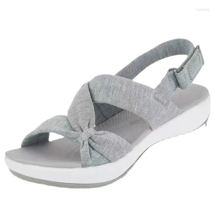 Sandaler Kvinnor 2023 Summer Roman Bow Platform Wedge Fashion Comfort Shoes Plus Size 43