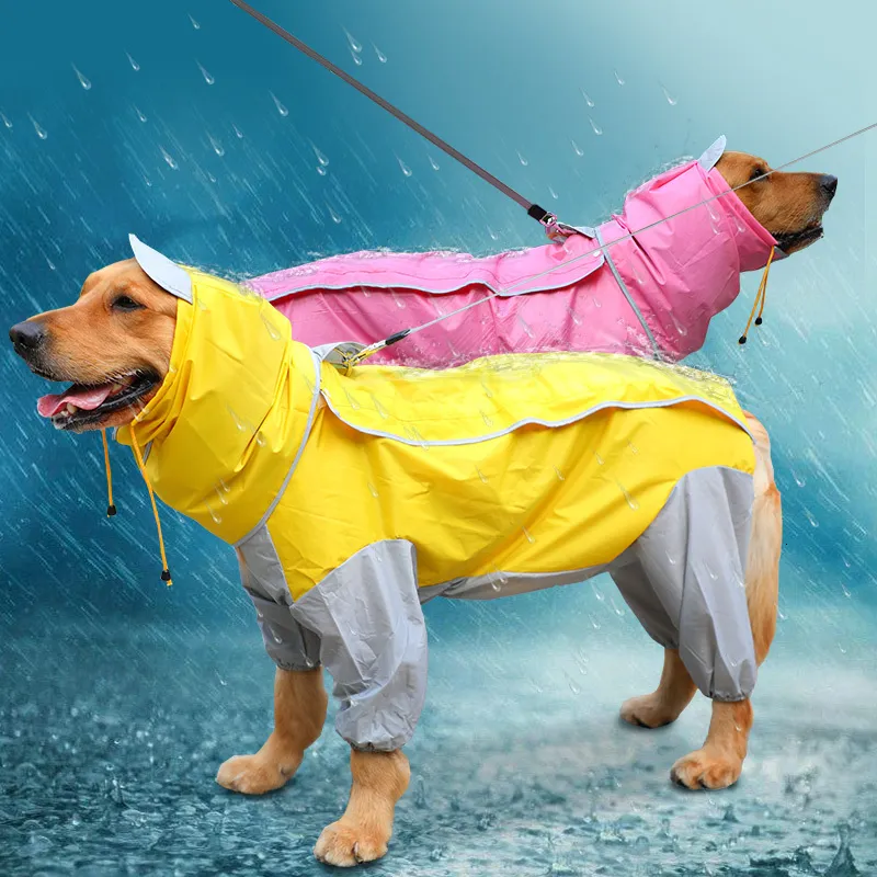 Dog Apparel Large Dog Clothes Raincoat Waterproof Dog Suits Rain Cape Pet Overalls For Big Dogs Hooded Jacket Poncho Pet Rain Jumpsuit 6XL 230810