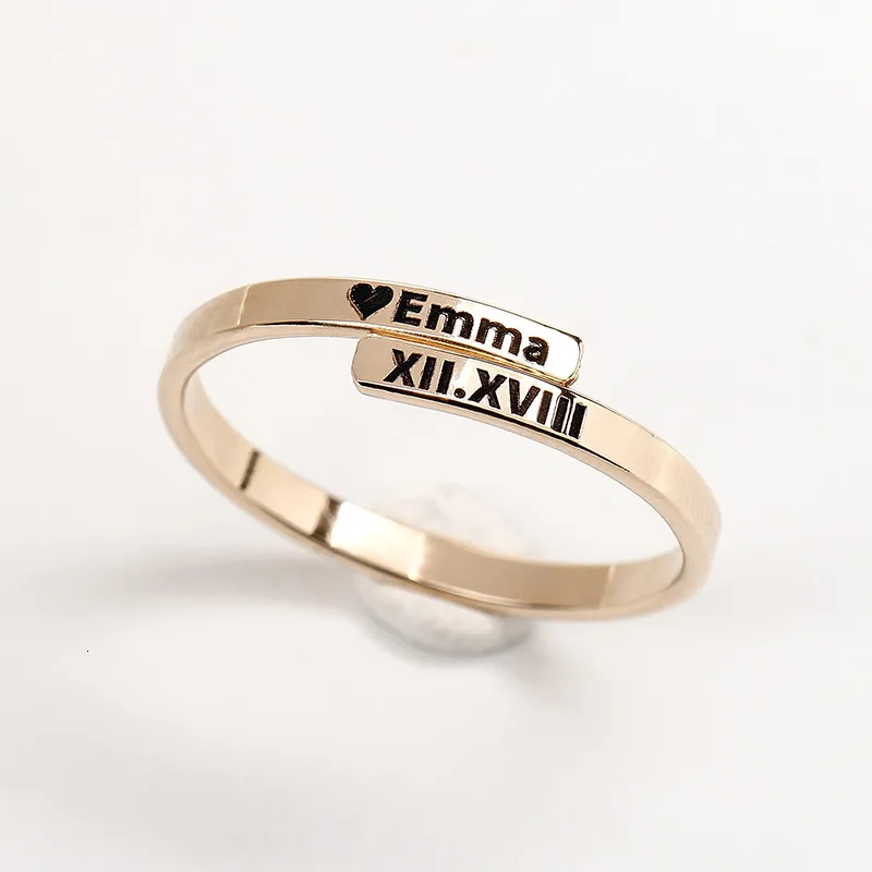 Anillos de boda anillo de letras personalizadas 925 Nombre personalizado de plata