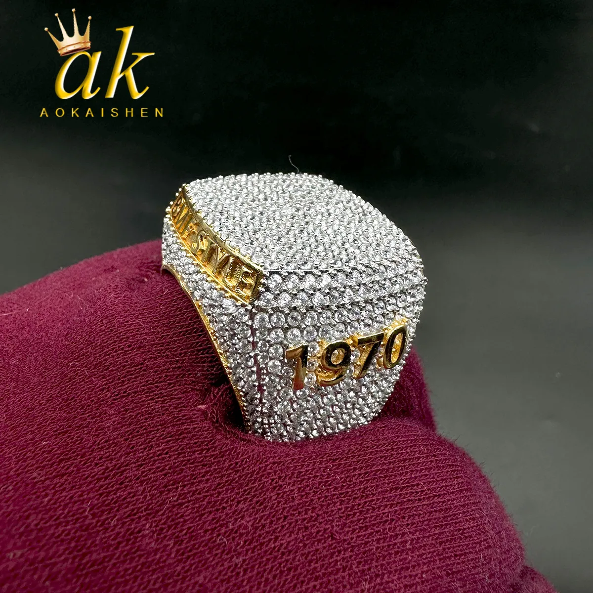 Обручальные кольца Aokaishen Custom Ring для мужчин, полная улавливать кубическое циркониевое персонализированное имя