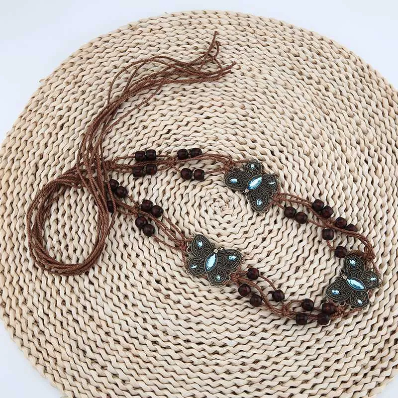 Boho Butterfly Self Tie PU Belt with Resin Animal Needle  display picture 3