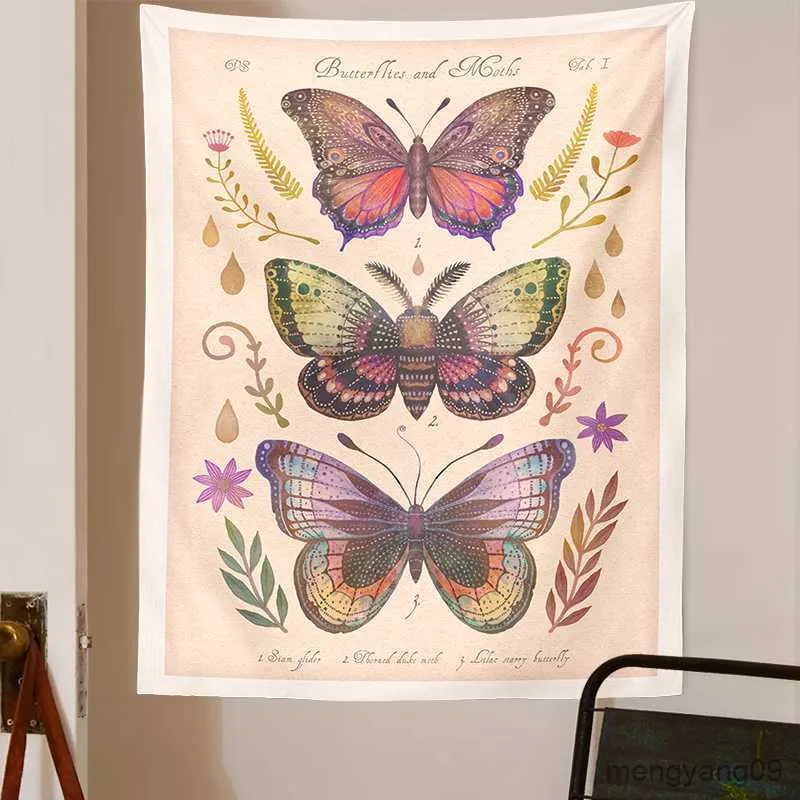 Tapestries Butterfly Reference Chart Tapestry Wall Hanging Colorful Vintage Farterfly Boho Home Wall Decoration For Bedroom Living Room R230811