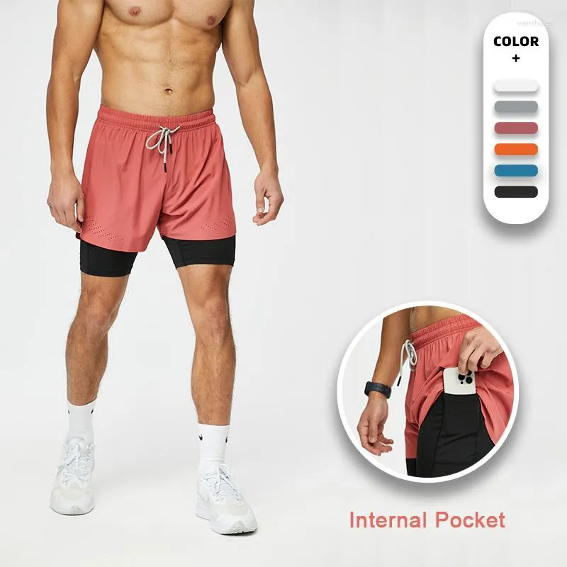 Running Shorts Man's Sport 2 In 1 Jogging Sportswear Quick Drying Pant Double-Deck Training Gym Breathable