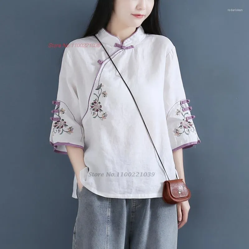 vintage cotton flower china top