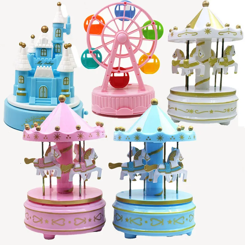 Decorative Objects Figurines Carousel Musical Box Plastic Music Box Birthday Gift Home Decoration Accessories Valentine's Day Gift 230810