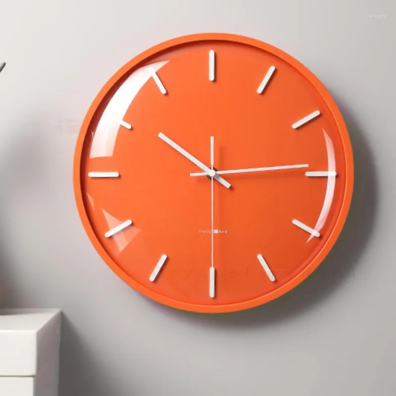 Wall Clocks Glass Wooden Living Room Bedroom Kitchen Orange Lovely Nordic Mute Clock Zegary Na Sciane Home Decor MM60WC