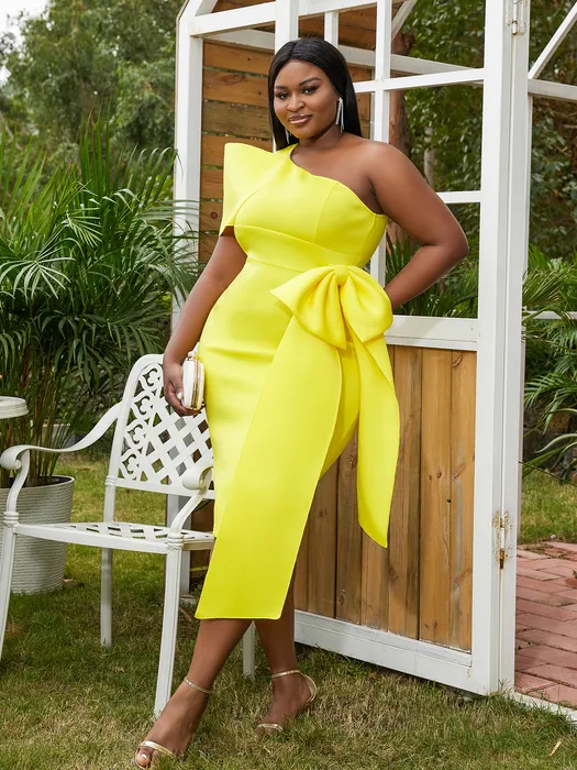 plus size yellow dresses