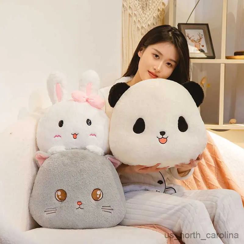 Stuffed Plush Animals 25/30cm Plush Cat Throw Stuffed Animal Cat Rabbit Panda Toy Soft Seat Cushion Baby Toys Birthday Gift for Children Girls R230811