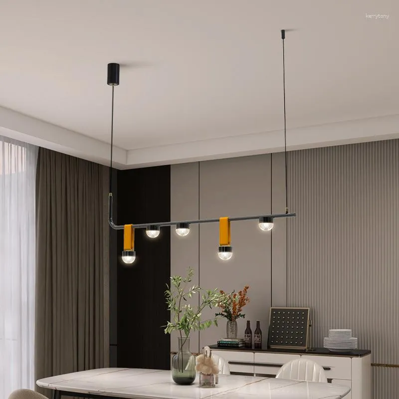 Ljuskronor lampor ledde nordiska minimalistiska strip hem dekor tillbehör dekor techo levande matsal plafond hängslampor