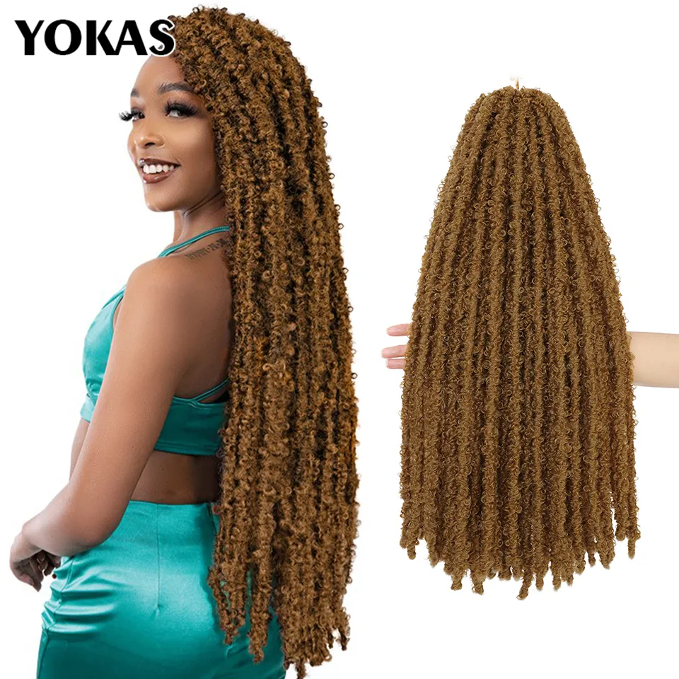 Lace s Butterfly Locs Crochet Hair Synthetic For African Women Curly Braid Strand Afro Woman Soft Curl Braiding Female YOKAS 230811