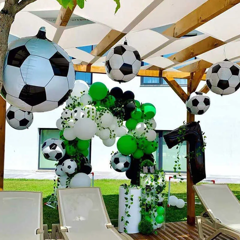 Decorazione a tema calcio Palloncino Calcio Foil Ball Numeri neri Ragazzi Uomini Compleanno Campione di calcio Forniture per decorazioni