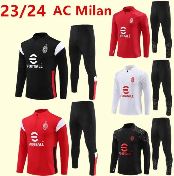 23 24 AC Milans Tracksuit Tuta Maglia Training Surgetement Camiseta Tracksuit 남자와 아이들 Uomo Calcio squitude Jogging 남자 아이들