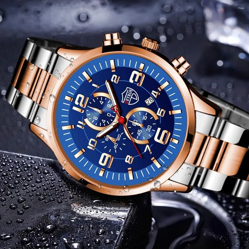 Luxury Stainless Steel Quartz Wristwatches For Men Fashionable