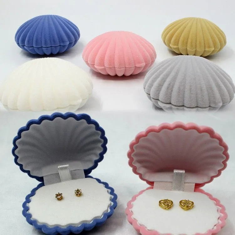 2017 New Arrival Jewelry Gift Boxs Sea Shell Shape Jewelry Boxs Earrings Necklace Boxes Color Pink