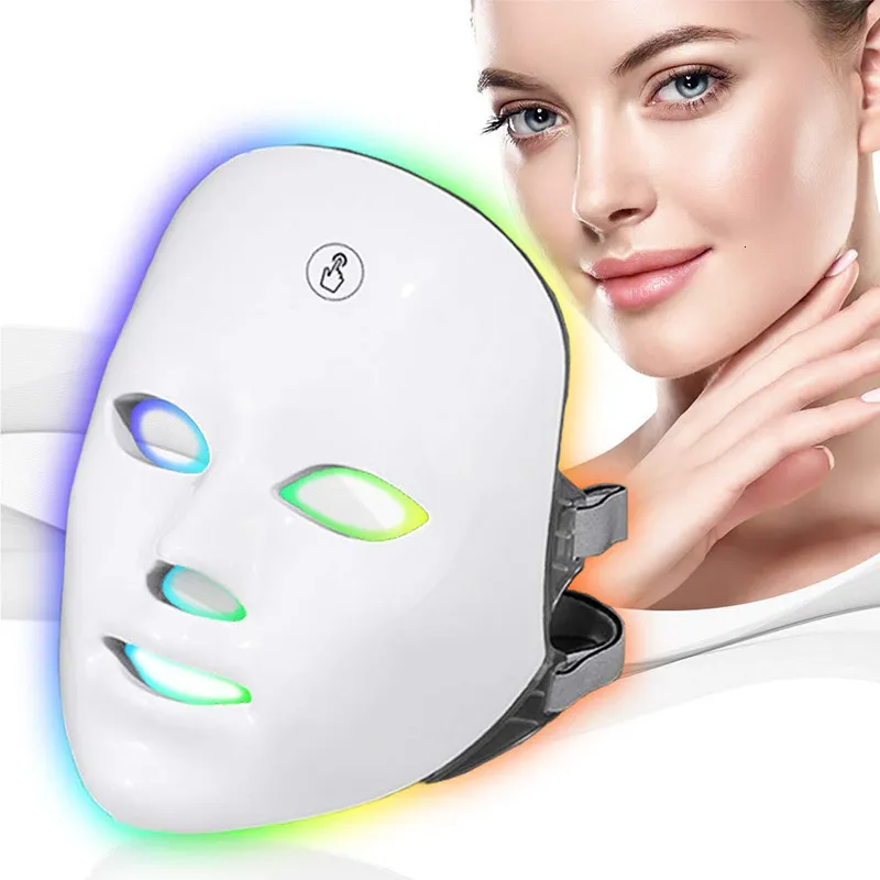 Face Massager 7 Colors Wireless Led Face Mask Therapy Pon USB Recharge Mask For Anti Aging Skin Rejuvenation Skin Care Beauty Device 230810