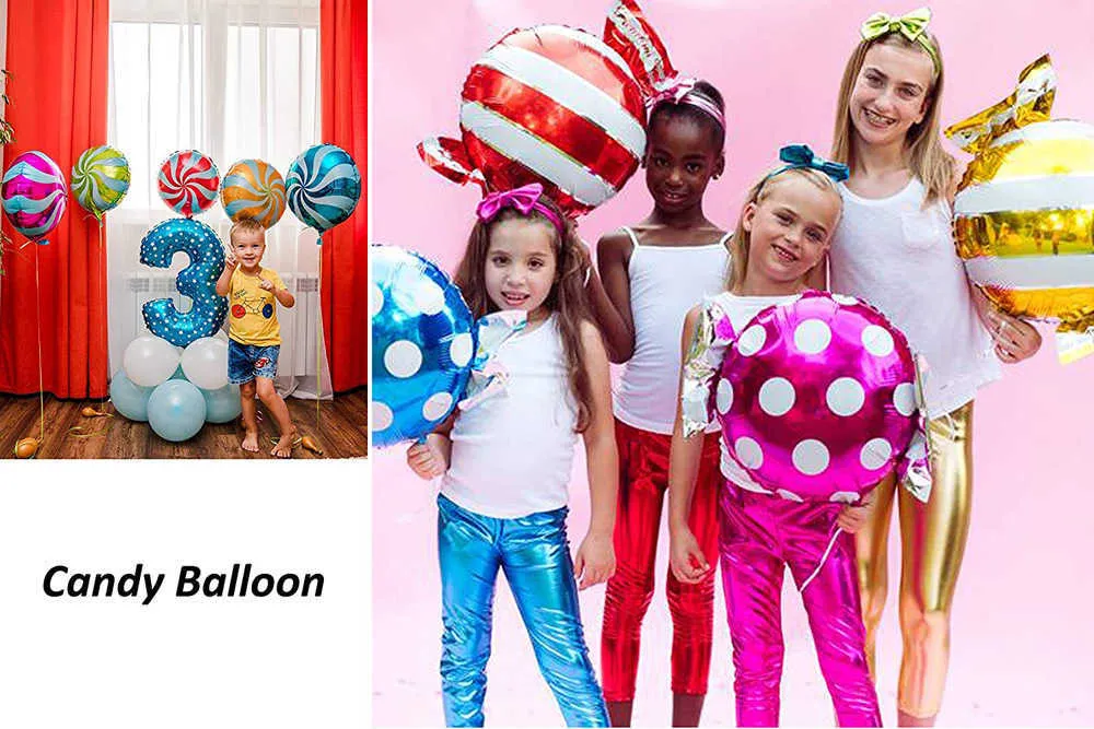 Dekoration 1/5/10st Candy Foil Balloons Round Windmill Lollipops Globos Baby Shower Birthday Wedding Supplies Kids Kids Toy