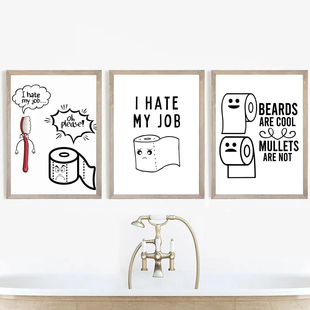 Funny Toothbrush Toilet Paper Posters Print Humor Cartoon Canvas Painting  Black White Quotes Wall Art Bathroom Room Decor from Dhgate Paintings -  price 2.17, image size:1000x1000