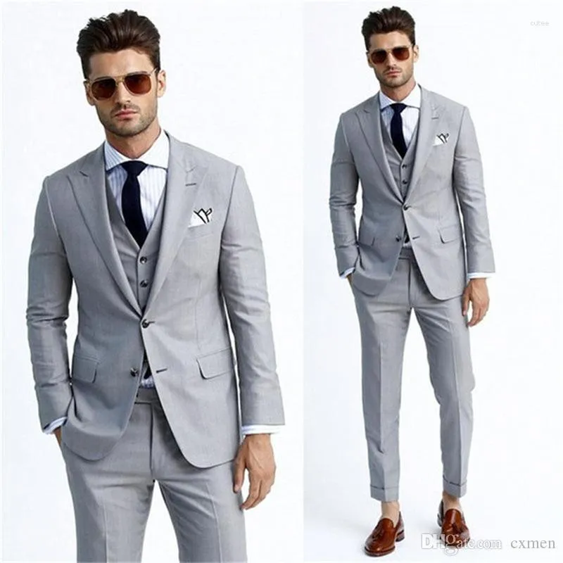 New Grey Ma Suits 2 Pieces Prom Suit Sim Fit Best Man Groomsman