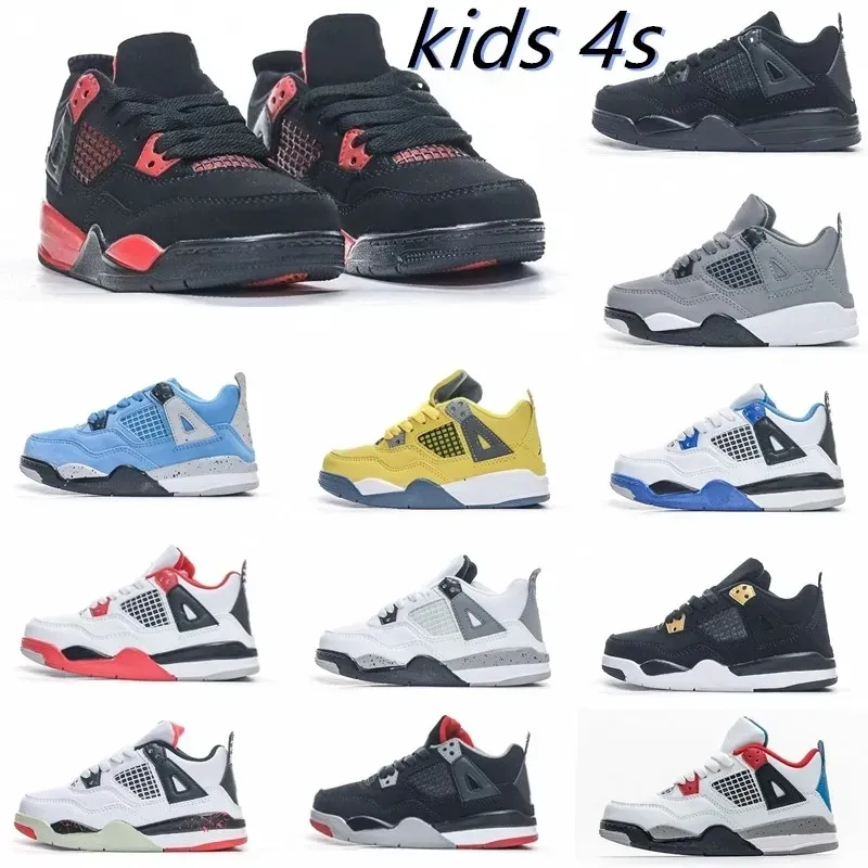 Zapatos para niños Diseñador para niños pequeños Jumpman 4 Zapatillas de baloncesto para correr J4 Zapatos para niños Zapatillas de deporte Niñas Niños Blanco Negro Deportes Todos coinciden s''gg'' NwR