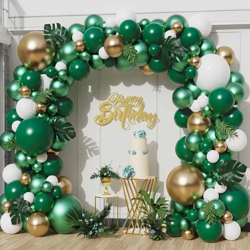 Decoration Green Balloon Garland Jungle Baloon Wild One Birthday Decor Kid Baby Shower Ballon Chain