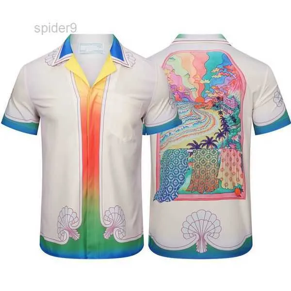 Casablanca 23SS Sport Knit Rabbit Silk Men Shirts Camisas de vestido de mangas curtas havaianas 0qnx