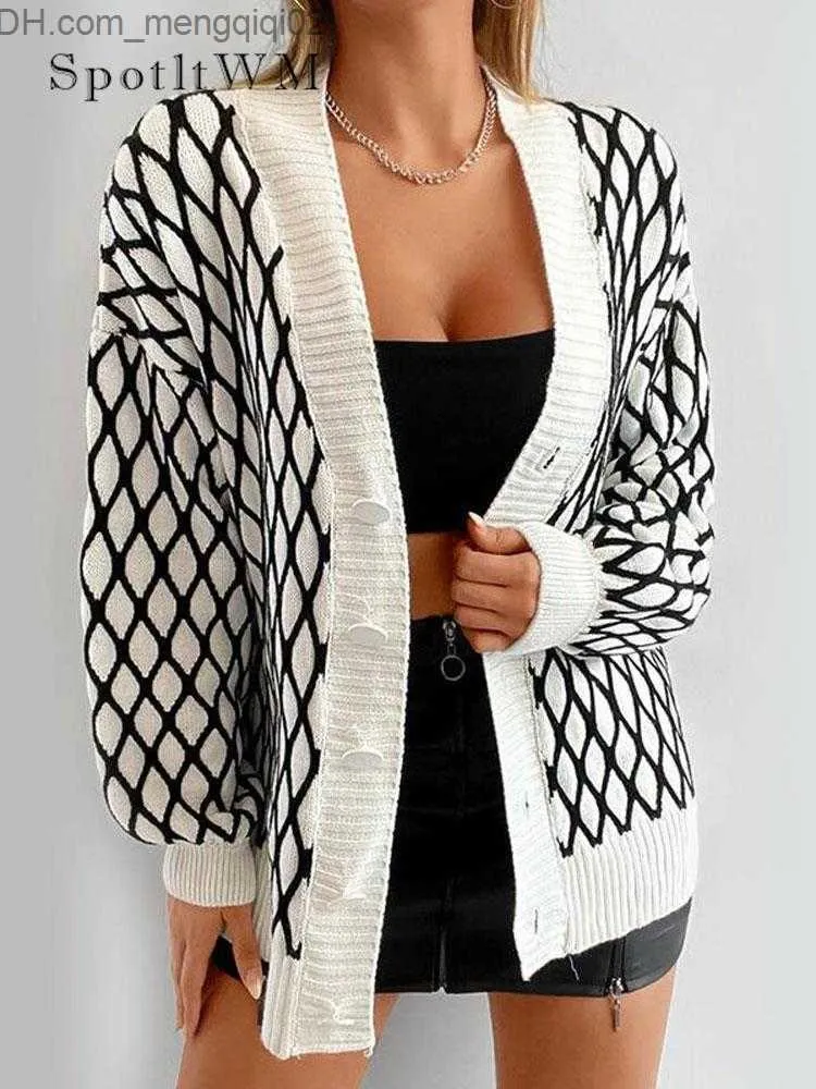 Chandails féminins Mesh en V Mesh en V Cardigan tricot en tricot pour femmes Single CHORD LONG LONG SALLE 2023 AUTUME / HIVER FEMMES TOP CASUS