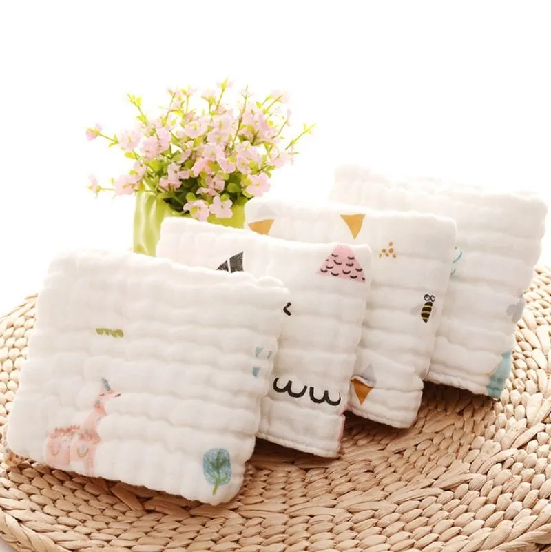 Baby Burp Cloths 100% Cotton Gauze Newborn Bath Towel Muslin Baby Face Towels Baby Bath Wrap Wipe Cloth 17 Designs DW4154