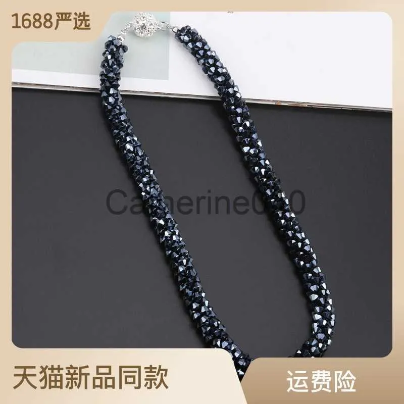 Hänghalsband handgjorda kristallpärlade halsband halschain koreansk version mode enkel kort krage kedja dekoration mångsidig för kvinnor j230811
