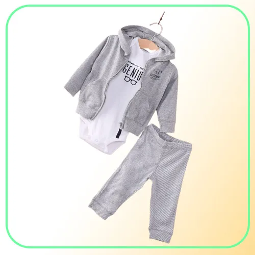 Latest Casual Newborn 6 9 12 18 Months Cardigan Pants Set Baby Boy Clothes Outfit Gray Bodysuit7099451