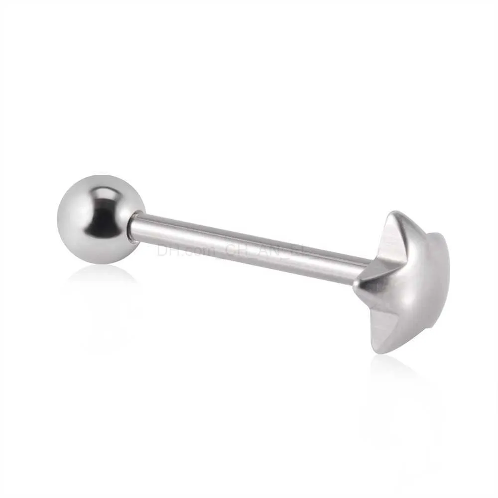 Stainless Steel Middle Finger Tongue Shorty Barbell 16mm Slave
