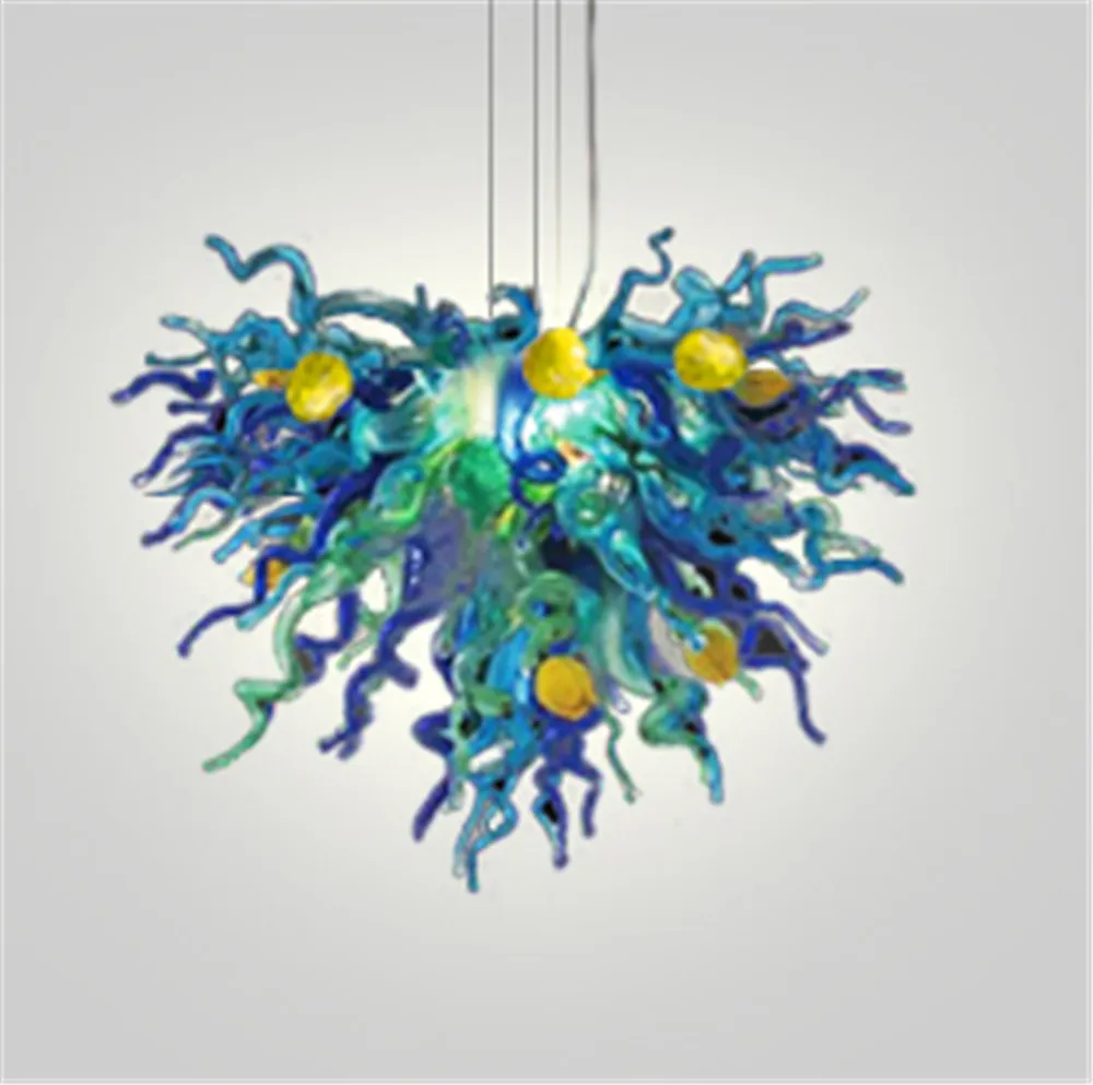 Modern Murano Chandeliers Multi Color Artistic Lighting With Tak Handblåst Dekorera lampa hängande matsal