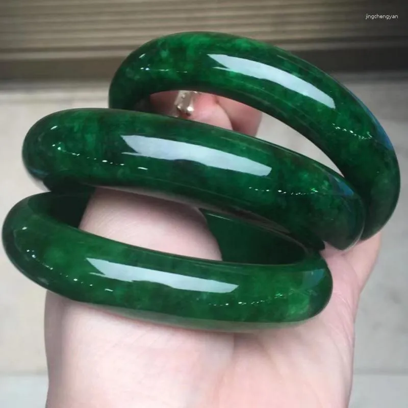 Bangle Natural Grade A Myanmar Jadeite Bangles med certifikat smycken Kvinnor Läkande ädelsten äkta Green Burma Jade Armband