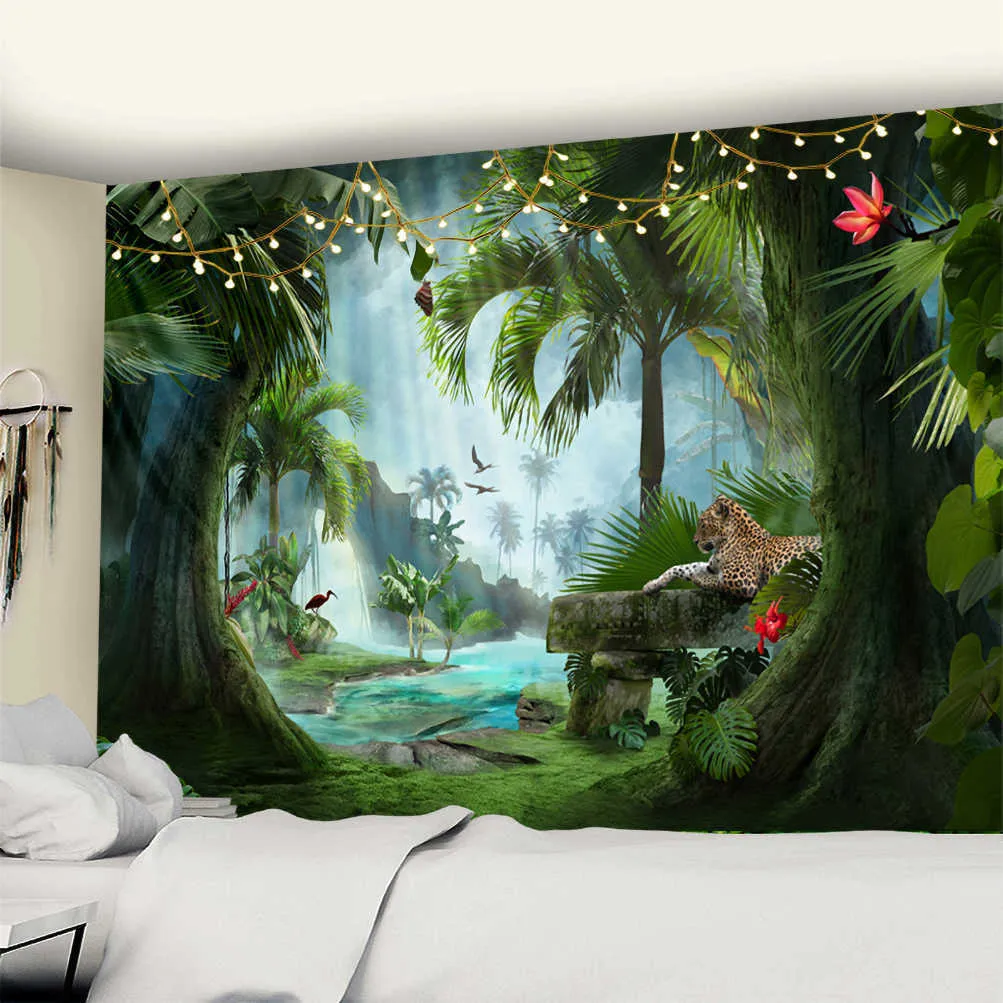 Tapisseries grande forêt naturelle, décoration murale suspendue, Art Hippie, décoration de maison