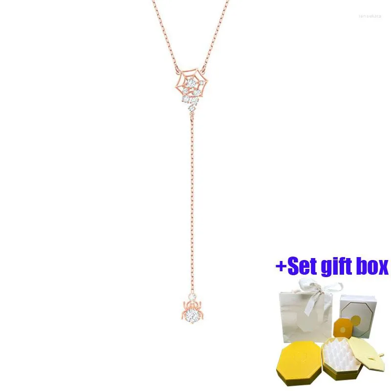 Chains Fashion Charm Rose Gold Y-shaped Spider Web Jewelry Necklace Is Suitable For Beautiful Women Free Of Freight