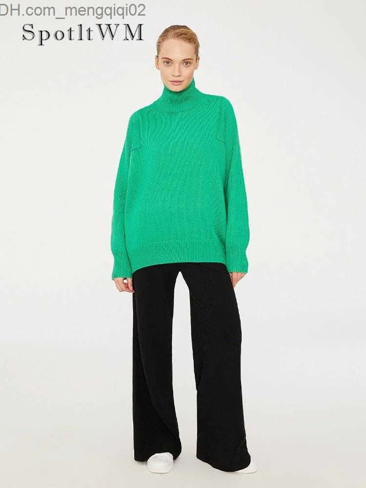 女性のセーター女性ファッションソリッドタートルネックセーター快適でカジュアルな長袖の長袖ルーズ描画
