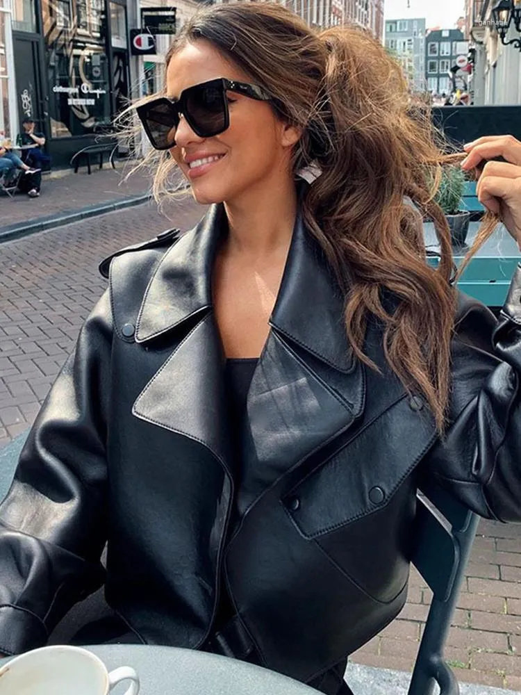 Chic Faux Leather Biker Jacket | Womens 2024 Spring/Autumn