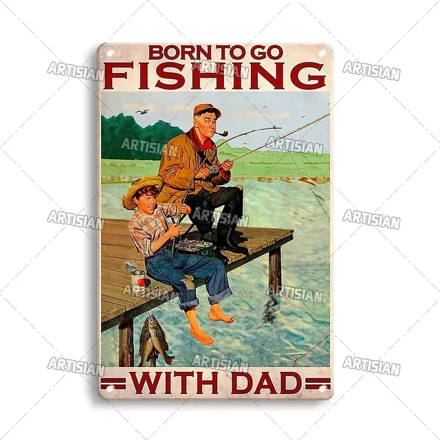 Artisian Fishing Metal Sign Sport Tin Poster Lure Decorative Plate