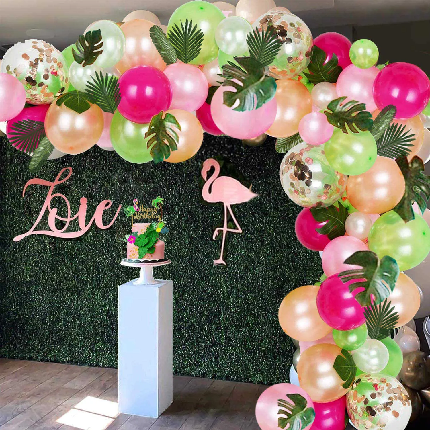 Guirlande de ballons tropicaux hawaïens, décoration d'anniversaire, décor d'été pour enfants, réception-cadeau pour bébé