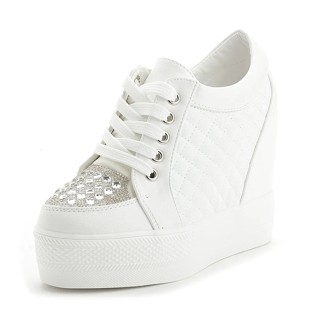 Klädskor elegant chunky sneakers höga klackar plattform sport sneakers vit fritid lady casual woman kilar skor creepers c0014 230811