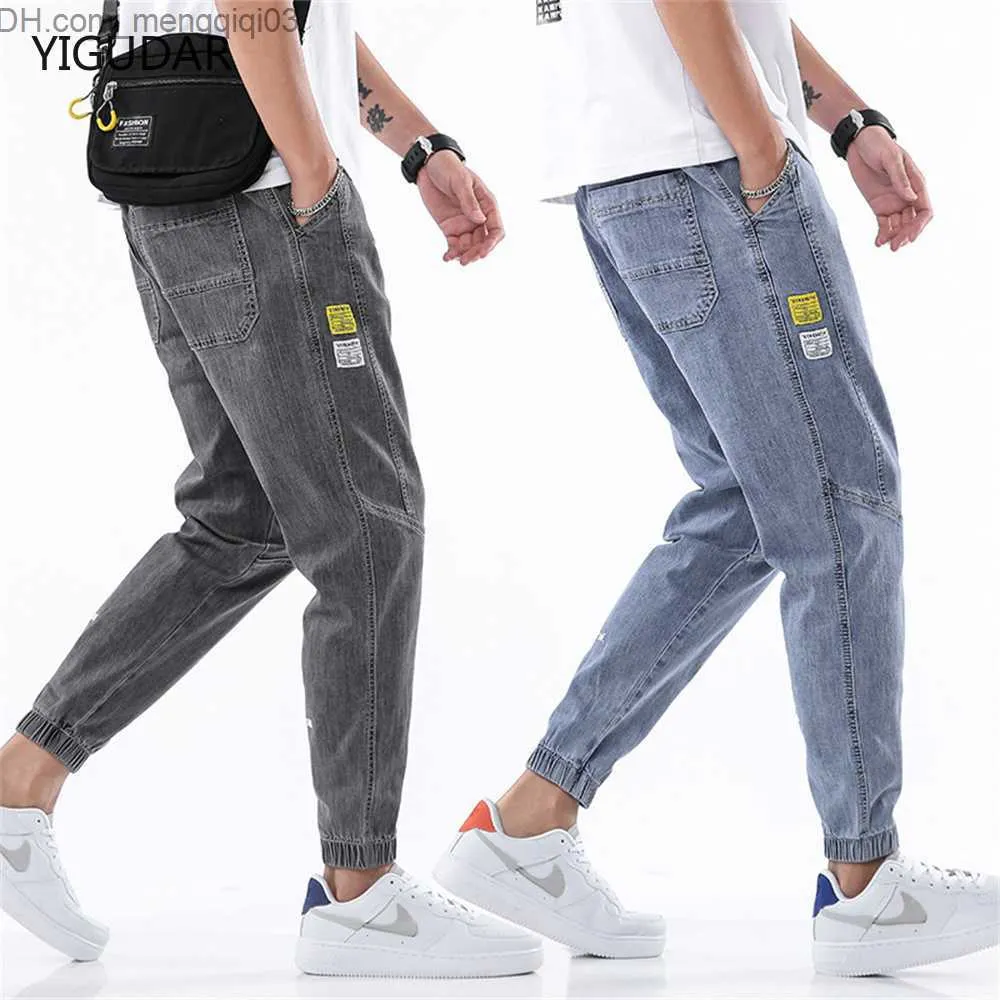 Jeans masculinos Novo moda japonesa e coreana jeans de jeans da cintura elástica do palácio de calça masculina calça de jeans casual de moda masculina calça completa Z230814
