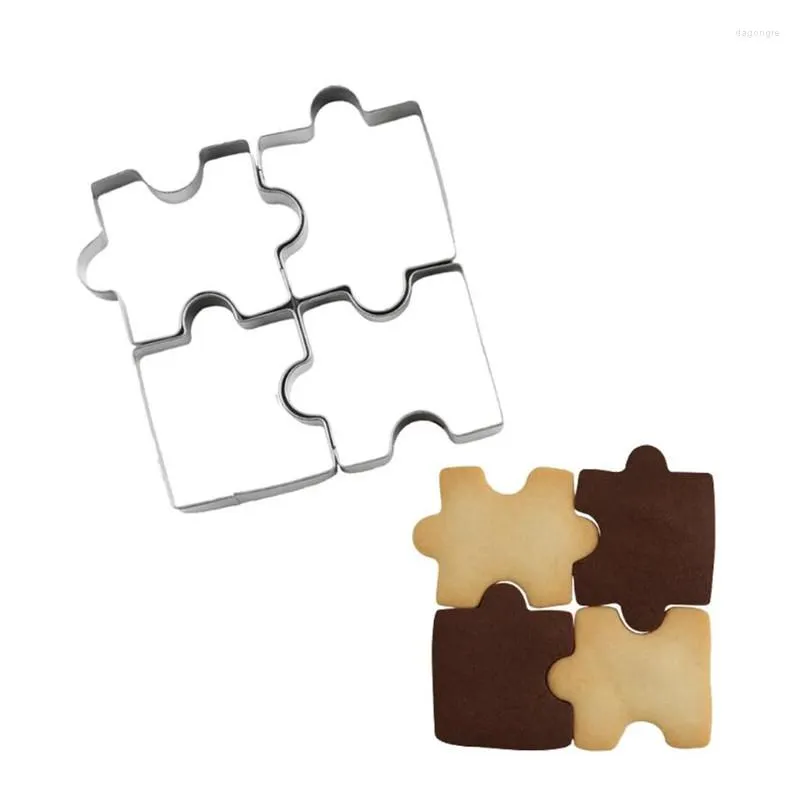 Pişirme Kalıpları DIY Jigsaw Şekli Kurabiye Kalıplar Paslanmaz Çelik Malzeme Meyve Kesme ile Kek Fondan için Çikolata Kesiciler